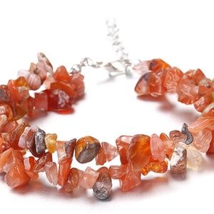 Red Agate Chip Gravel Bead Bracelet 2 levels